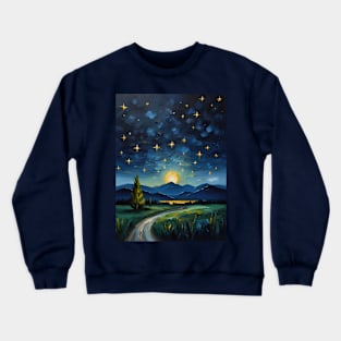 night moon and mountains Crewneck Sweatshirt